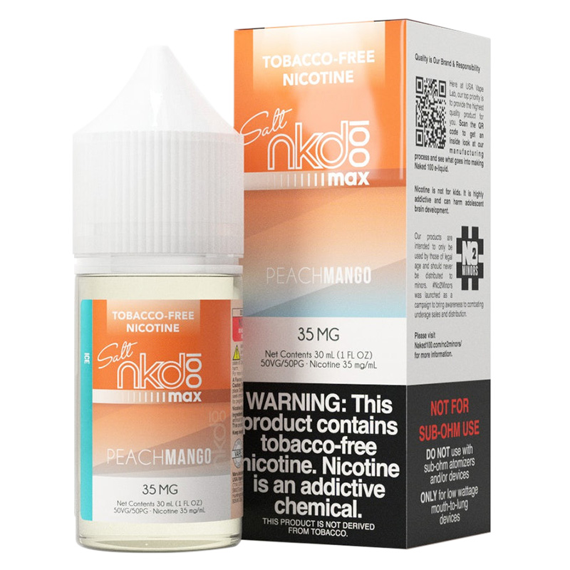 Naked 100 MAX Peach Mango Ice Tobacco-Free Nicotine Salt E-Juice 30ml