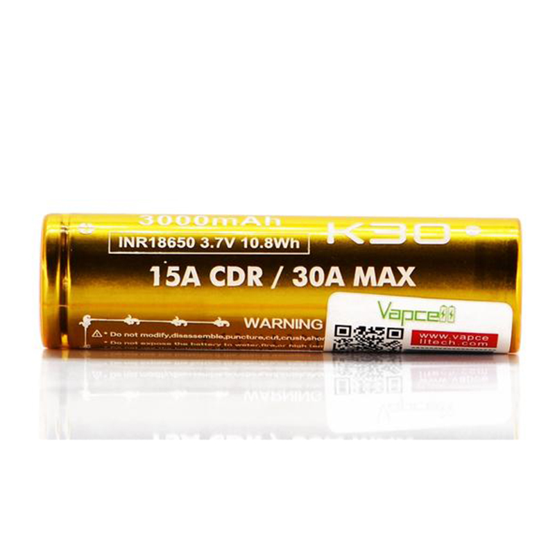 Vapcell K30 18650 15A/30A Flat Top 3000mAh Battery