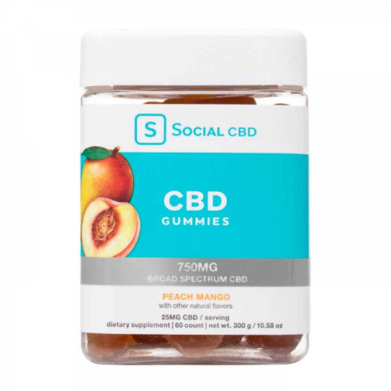 Social CBD Peach Mango Broad Spectrum CBD Gummy